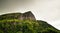 Panoramic view to Rocha dos Bordoes aka Catchphrases cliff at Flores, Azores, Portugal