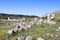 Panoramic view to the ruins of ancient city Perge, near Antalya, Turkey