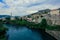 Panoramic View to the Spring and Green cityscape of Mostar,