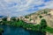 Panoramic View to the Spring and Green cityscape of Mostar