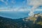 Panoramic view from the top of Avila mountain in Galipan, facing the Caribbean sea La Guaira, in Waraira Repano National