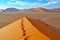 Panoramic view from top of Dune 45 at Sossusvlei, Namibia, Africa