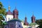 Panoramic view of the top part of ancient Trinity Monastery of St. Jonas. It is a medieval Ukrainian Orthodox monastery