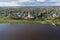 Panoramic view of Totma city shot from a quadcopter. Vologda region