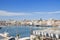 Panoramic view of a touristic port.