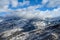 Panoramic view of towering mountains