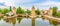 Panoramic view at the Towers of Ponts Couverts from Barrage Vauban bridge in Strasbourg - France