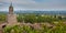 Panoramic view of the towers and the rooftops the medieval village Cucuron