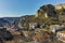 Panoramic view of town of Melnik from Ruins of Byzantine fortress, Bulgaria