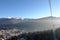 Panoramic view of town Sinaia, mountains and cable car in the mo