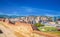 Panoramic view of traditional architecture in Savona, Liguria, Italy