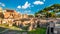 Panoramic view of Trajan`s Forum in summer, Rome, Italy