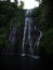 Panoramic view of tropical rainforest Banyumala Twin waterfalls air terjun in Wanagiri Buleleng Bali Indonesia Asia