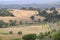 Panoramic view of the Tuscan hills. Vineyards for wine productio