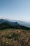 Panoramic view of the two-headed rocky mountain. Mountains and landscapes of the Caucasus nature reserve in Russia