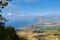 Panoramic view of the Tyrrhenian coast with Mount Cofano seen from the castle of Erice, province of Trapani, Sicily