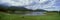 Panoramic view of Ushuaia, Tierra del Fuego National Park and Andes Mountains, Argentina