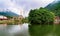 Panoramic view of Uzungol which is a tourist attraction in Trabzon, Turkey