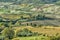 Panoramic view of the Val di Chiana, an alluvial valley of central Italy, Tuscany