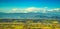 Panoramic view of Valdarno and Apennine Mountains from San Miniato. Pisa, Tuscany Italy Europe.