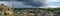 Panoramic view from Valkenburg Castle with dark clouds