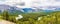 Panoramic view at the Valley of Bow river from Hoodoos view point in Banff National Park - Canadian Rocky Mountains