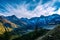 Panoramic view of the valley of the Obere Glanegg Alm Malga Dosso Piccolo with the high rising alp mountains of the Texelgroup