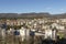 Panoramic view of Velenje, a town in Slovenia, streets and buildings of the town