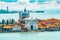 Panoramic view of Venice from the Campanile tower Island of Giudecca and Redentore Church  Chiesa del Santissimo Redentore.