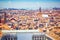 Panoramic view of Venice, Dodge Palace and red tiled roofs from Campanile on Piazza San Marco Saint Mark Square, Venice, Italy