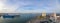 Panoramic view of Veracruz port wharf, ocean waterfront Malecon and Carranza Lighthouse, Faro Venustiano Carranza, that