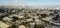 Panoramic view Victorian houses and downtown San Francisco background