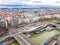 Panoramic view of Vienna, cityscape of roofs of houses, skyline, domes of cathedrals and