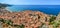 Panoramic view of village Cefalu and ocean, Sicily