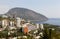Panoramic view of the village Gurzuf and Bear Mountain Au-Dag from the mountain Bolgatura. Crimea.