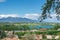 Panoramic view of village and lake of Banyoles in Catalonia, Spain