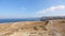 Panoramic view of villages located on tops of hills around Aegean sea, Santorini