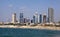 Panoramic view from waterfront of Tel Aviv-Yafo and Mediterranea