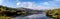 Panoramic view from the waters edge of Grasmere Lake in the Lake District, Cumbria,