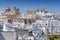 Panoramic view of the white city Ostuni, province of Brindisi, Apulia, Italy