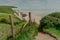 Panoramic view of White Cliffs of Dover in England. Beach head. East Sussex, UK. Beautiful seaview. South Coast. Seven Sisters