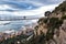 Panoramic view at Windsor Bridge - Gibraltar`s suspension bridge located in the Upper Rock. Gibraltar