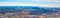 Panoramic view of winter Giant Mountains, Czech: Krkonose, from Jested Mountain. With Jablonec nad Nisou in the