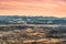 Panoramic view of winter Giant Mountains, Czech: Krkonose, from Jested Mountain. With Jablonec nad Nisou in the