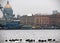 A panoramic view of winter in Saint Petersburg, Russia