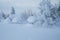 Panoramic view Wonderful winter with lots of snow and snow drifts in a Greek village on the island of Evia, Greece