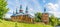 Panoramic view at the Wooden church of Virgin Mary in Komancza village - Poland