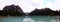 Panoramic view: the world famous lake louise in the canadian Rocky Mountains on a cloudy day