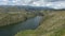 Panoramic view of the Yambo lagoon on a sunny day near the city of Salcedo in the province of Cotopaxi