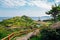 Panoramic view of Yongmeori Beach, Jeju Olle Trail in Jeju Island, Korea